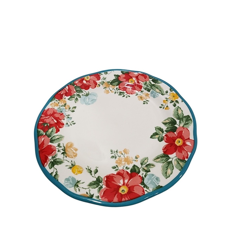 Pioneer Woman Vintage Floral 10.5 Dinner Plate Teal Turquoise Stoneware #2818DMT